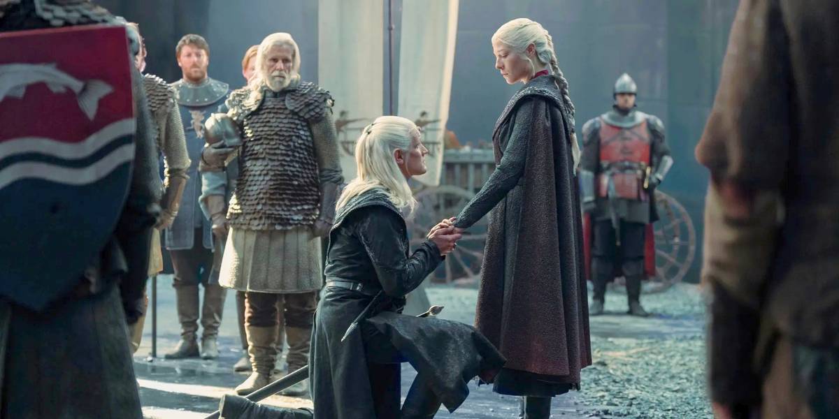 Collider's tweet card. Emma D'Arcy says they stand by House of the Dragon Season 3 taking creative liberties with its storyline. Here's what they said.