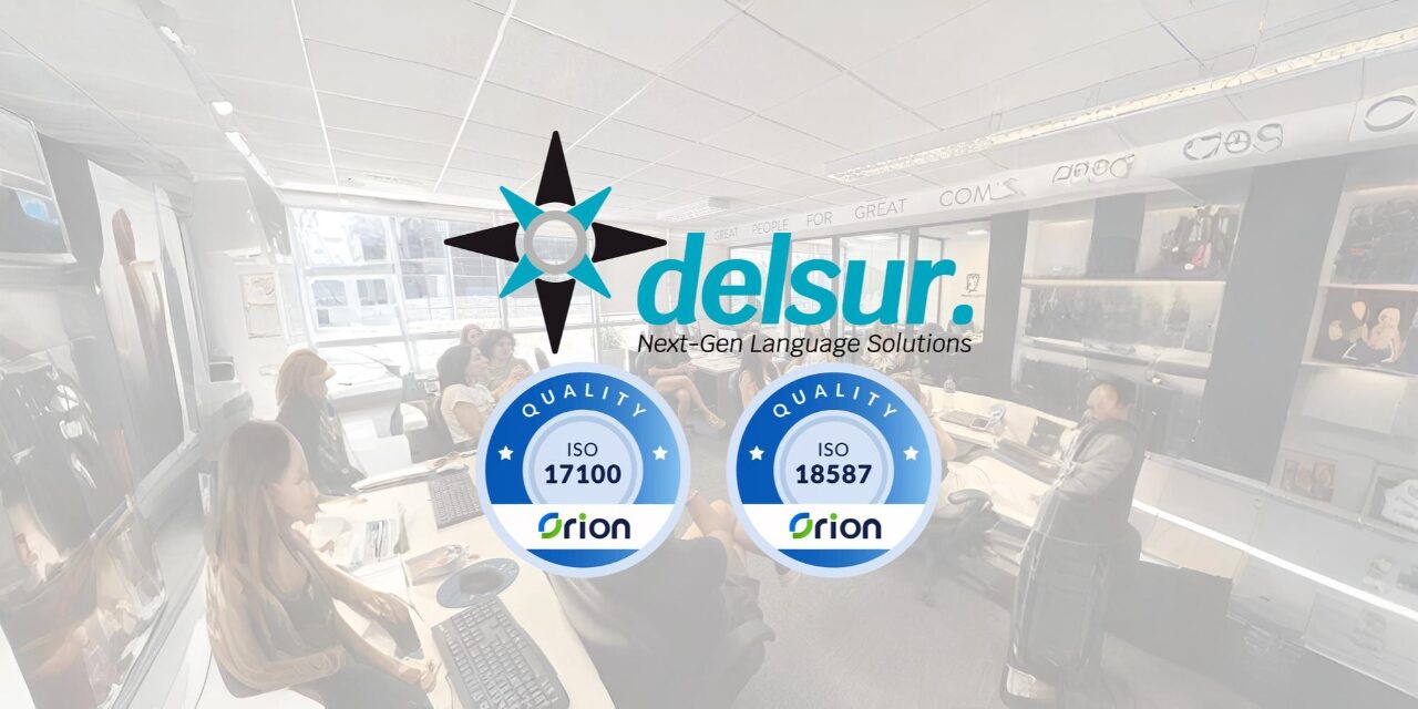 multilingualmag's tweet card. delsur. achieves ISO language certification to ensure quality and transparency across translation and post-editing workflows.