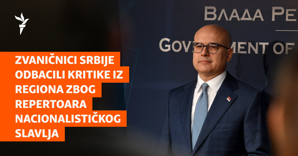 RSE_Balkan's tweet card. Savetnik predsednika Srbije Miloš Vučević i predsednica parlamenta Ana Brnabić odbacili su kritike medija u regionu povodom repertoara pesama uz koje se državni vrh veselio na slavlju u Požegi....