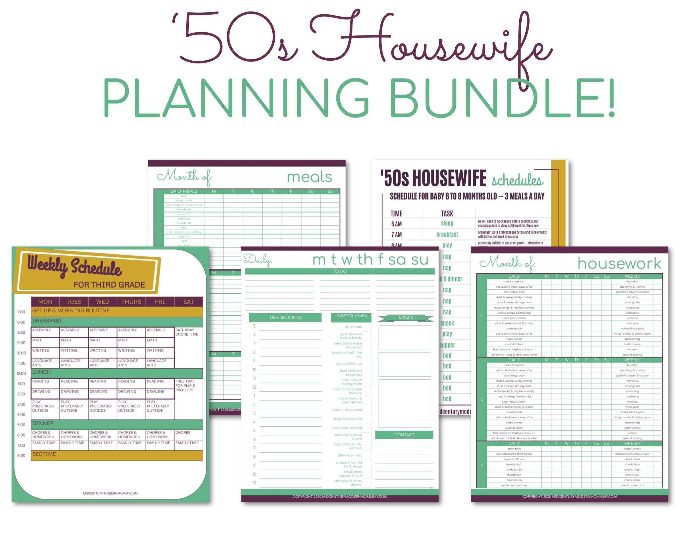 MidModMomLife's tweet card. Vintage Housewife Routines and Schedules