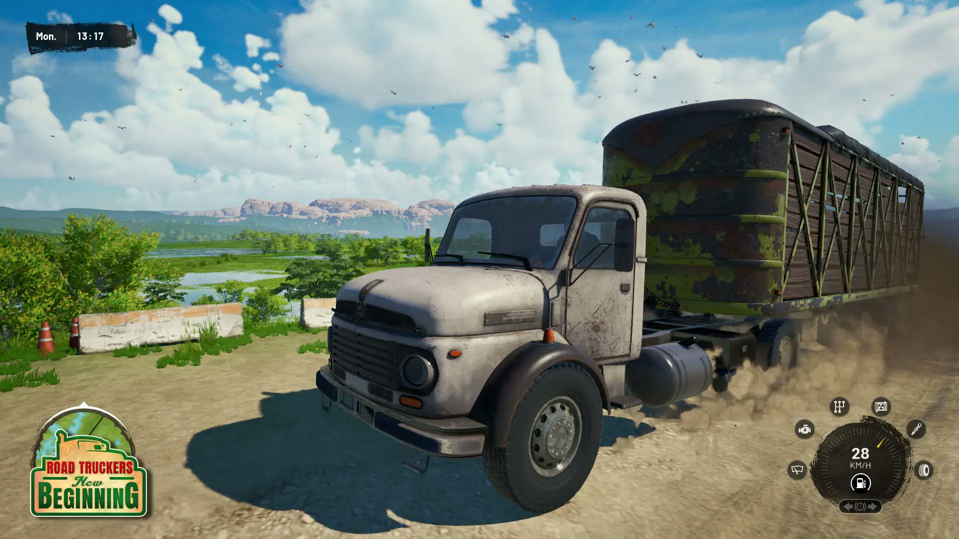 LootLevelChill's tweet card. Road Truckers: New Beginning, a colourful trucking RPG sim releases in 2026. See the fruits of your labour as you haul materials across Vale Rico.