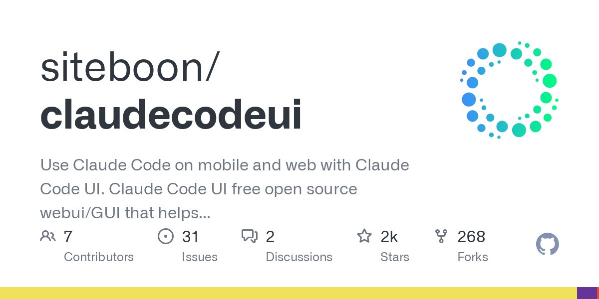 kristianf_'s tweet card. Use Claude Code on mobile and web with Claude Code UI. Claude Code UI free open source webui/GUI that helps you manage your Claude Code session and projects remotely - siteboon/claudecodeui