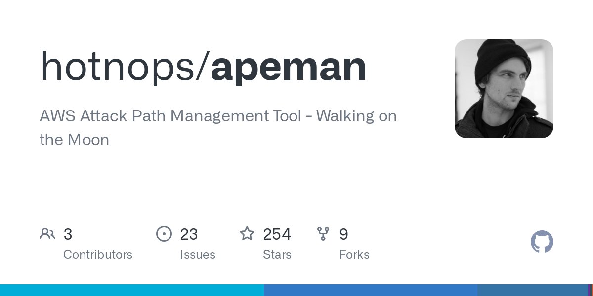 hotnops's tweet card. AWS Attack Path Management Tool - Walking on the Moon - hotnops/apeman