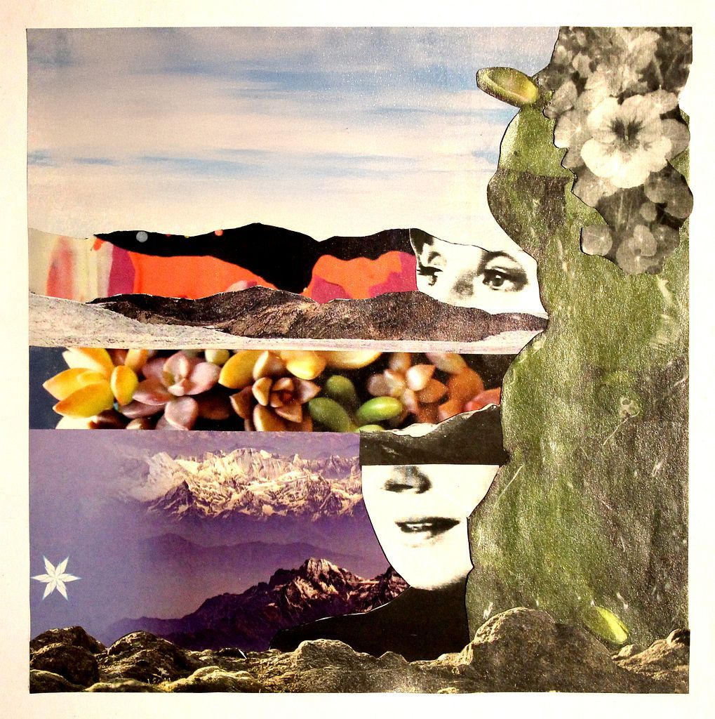 BerSektor's tweet card. pure mountain air collage made with magazines and photos printed with thermal printing camera 2025 #TEZSQUARE