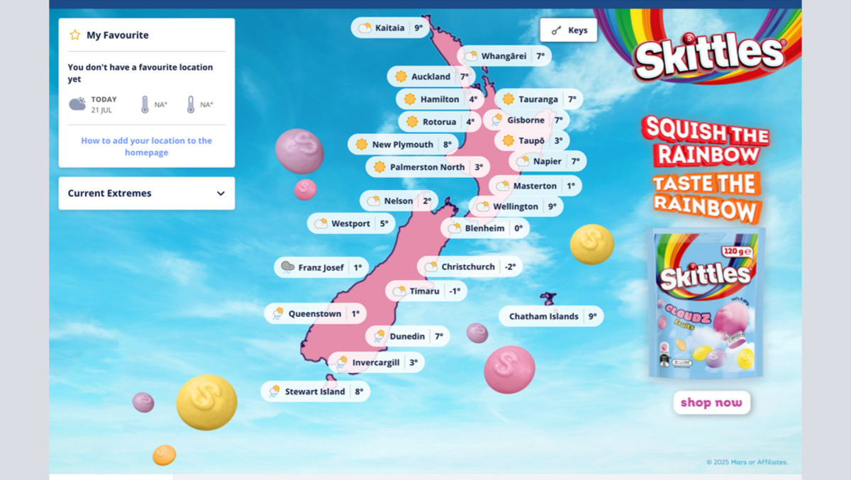 techday_nz's tweet card. MARS brightened Auckland's winter with Skittles Cloudz launch, transforming Britomart Station and MetService for a vibrant commuter experience.
