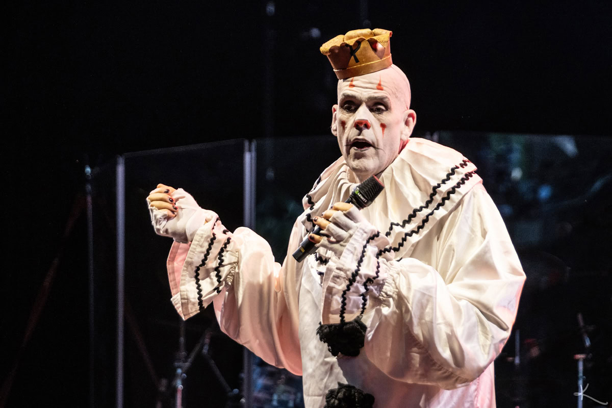 518scene's tweet card. Puddles Pity Party, aka Big Mike Geier, kicked off the evening with a surreal solo set at SPAC on 7/17/25, opening for "Weird Al" Yankovic.