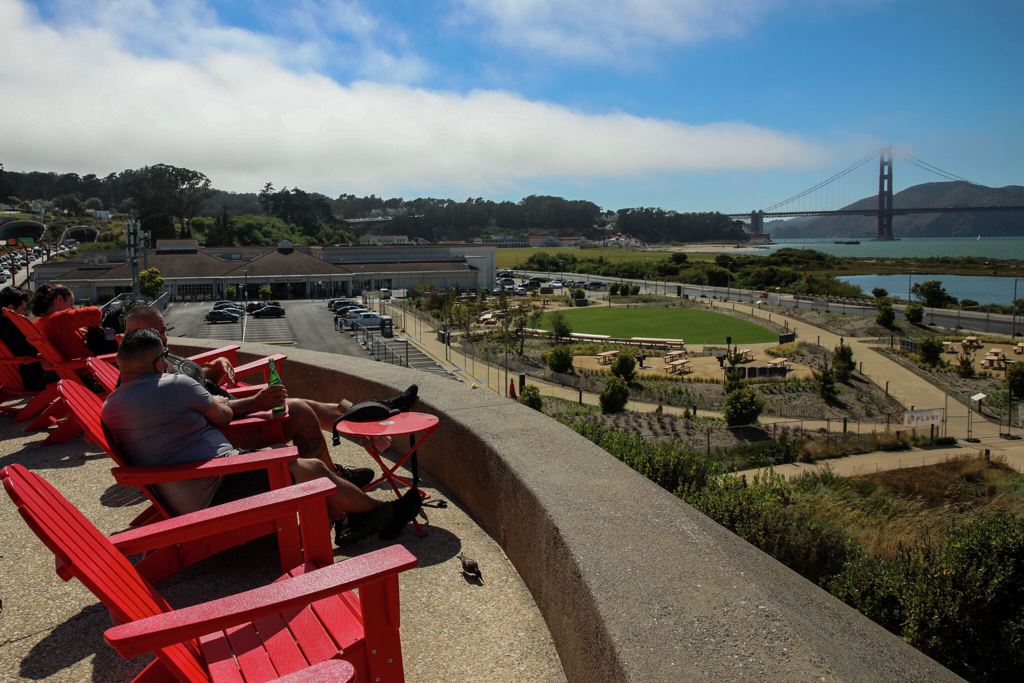 SFDemocrats's tweet card. The new $12 million, 1.5-acre annex at Presidio Tunnel Tops in San Francisco offers tables for picnics and birthday parties, barbecue pits and a central green space.