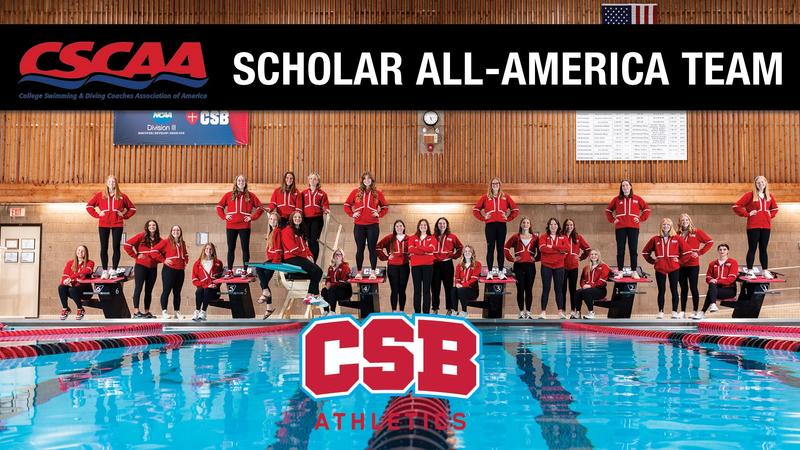 CSB_Athletics's tweet card. ST. JOSEPH, Minn. – The College of Saint Benedict swim and dive team is among 763 teams from all levels of college swimming to earn College Swimming Coaches Association of America (CSCAA) Scholar...