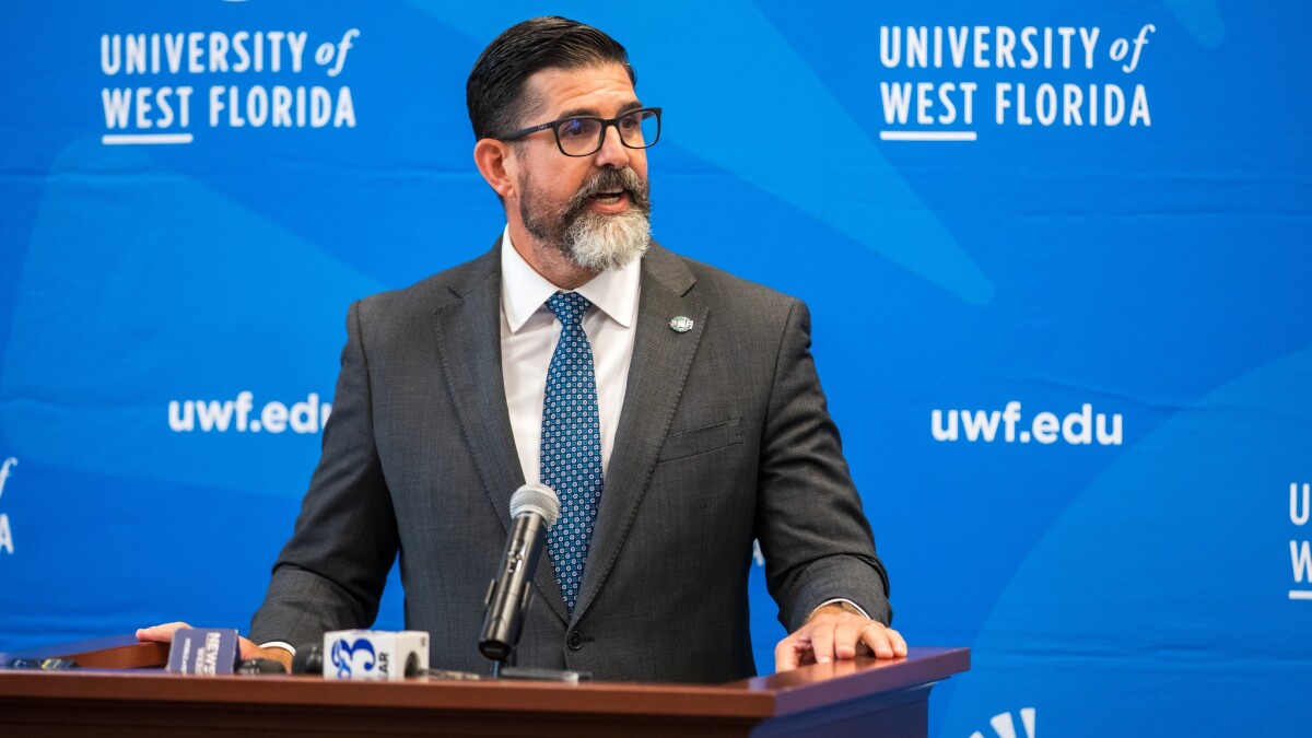 UWF's tweet card. Appointed amid political controversy, former education commissioner emphasizes listening, continuity, and workforce goals