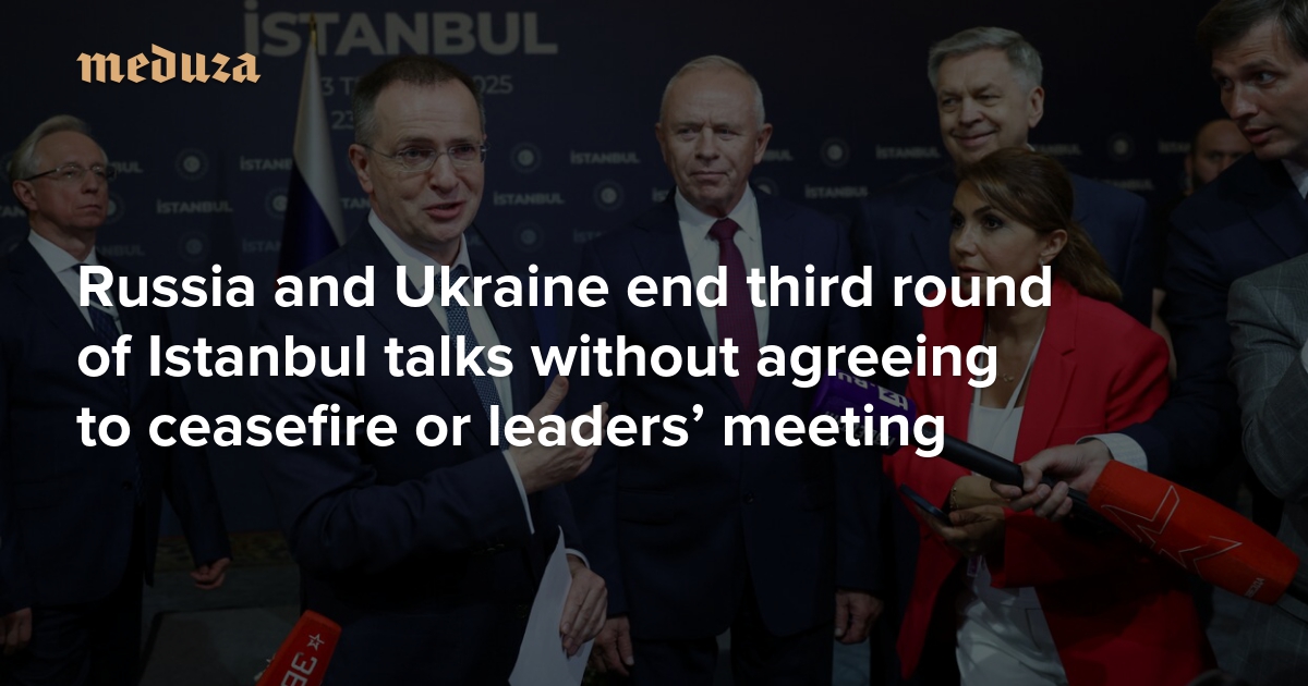 meduza_en's tweet card. Russian and Ukrainian delegations held a third round of peace talks on July 23. The meeting, which took place behind closed doors in Istanbul, lasted less than an hour. Immediately after the negoti...