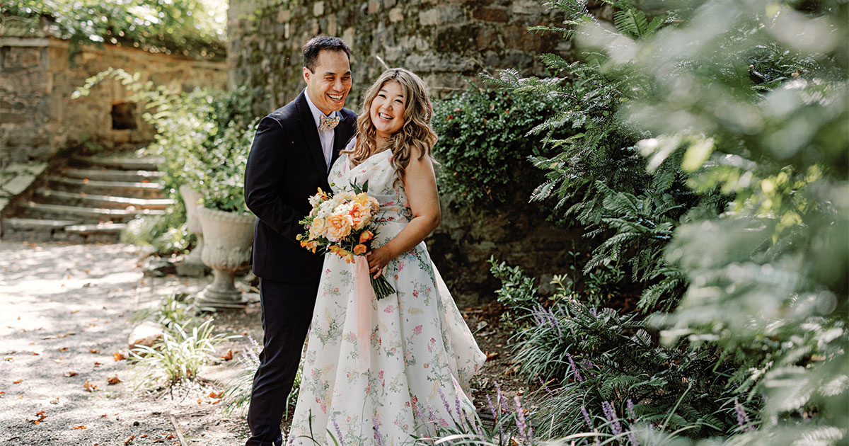 phillymag's tweet card. Dressmaker Irina Sigal altered the bride’s gown — also covered in flowery details — to show off the couple’s most exciting news.