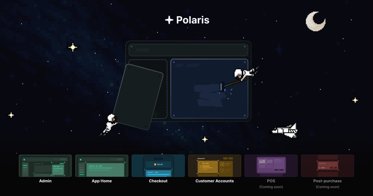kirplatonov's tweet card. Shopify Polaris is now based on web components and unified across all surfaces including Admin, Checkout, Customer Accounts.
