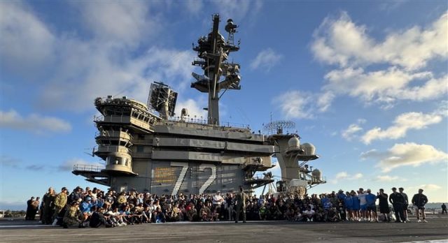 JulianDelGaudio's tweet card. The Chargers visited the USS Abraham Lincoln in San Diego and had a walk-through on the deck, signed autographs, and toured the ship with nearly 100 members of the Navy and their families.