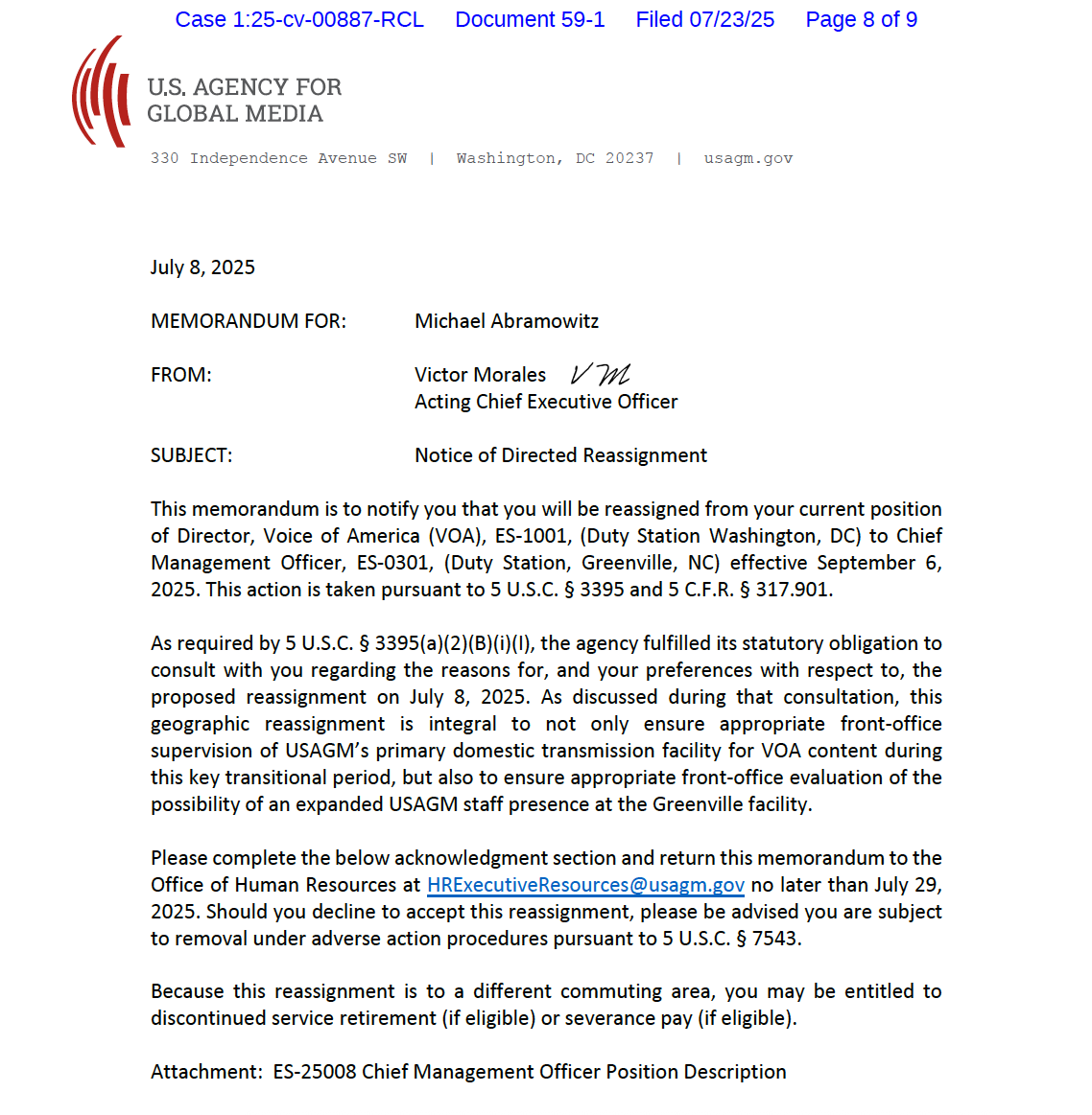 W7VOA's tweet card. Attached: 1 image USAGM's acting CEO (who was pushed aside today by Kari Lake) tried to force VOA's director (who Lake had placed on paid administrative leave in mid-March) to accept a demotion and...