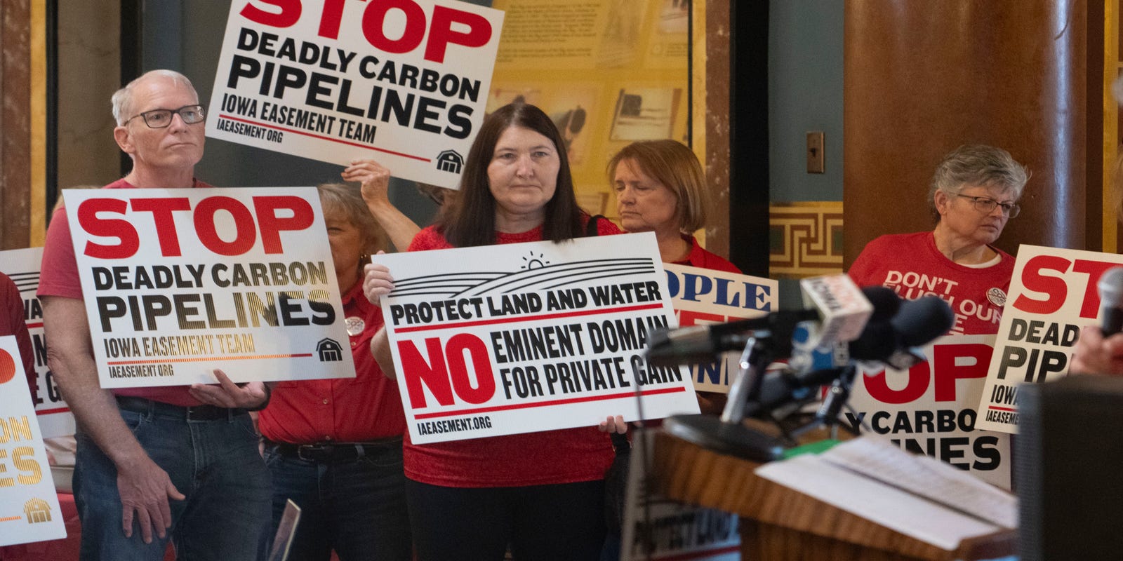 sgrubermiller's tweet card. Gov. Kim Reynolds has vetoed a controversial bill dealing with eminent domain, carbon capture pipelines and other infrastructure projects.