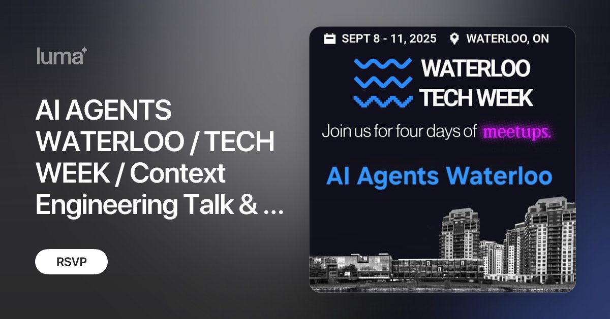 IanTimotheos's tweet card. We are an official event host with Waterloo Tech Week 2025, a celebration of what’s been built here, and what’s still to come. We’re building something great…