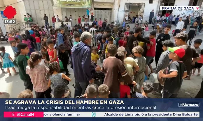 canalN_'s tweet card. ONU denuncia que la crisis humanitaria en Gaza incluye hambre, desplazamientos y ataques a ayuda human...