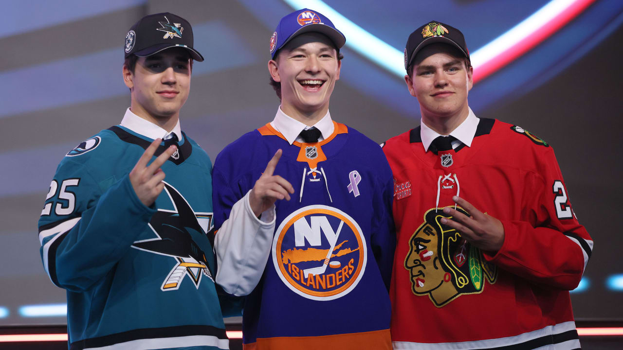 NHLAdamK's tweet card. Status of 32 players chosen in opening round