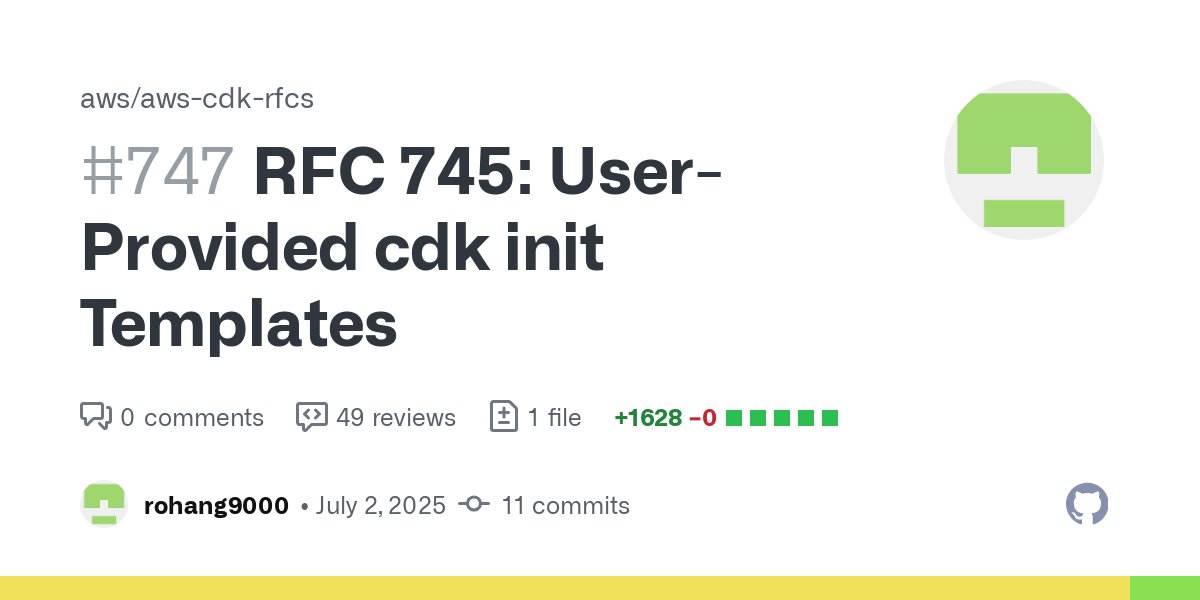 365_step_tech's tweet card. This is a request for comments about User-Provided cdk init Templates. See #745 for additional details. APIs are signed off by @iliapolo. By submitting this pull request, I confirm that my contrib...