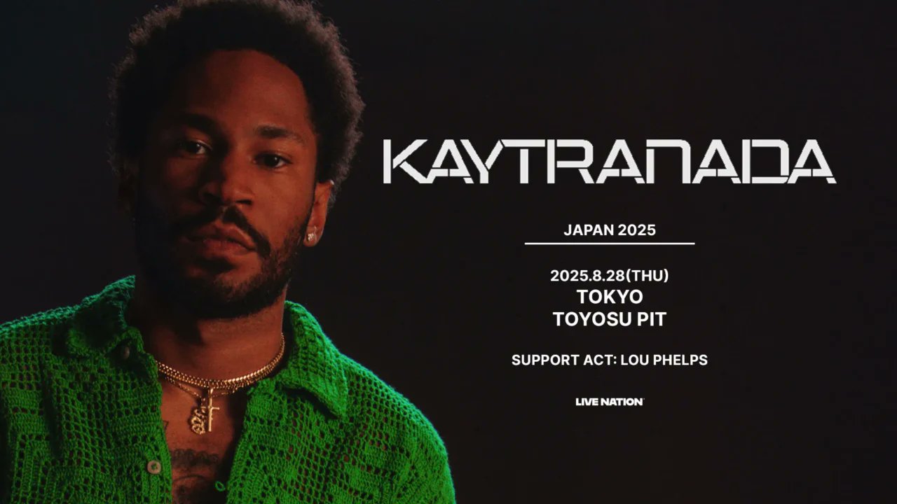 NiEW_EN's tweet card. Kaytranada will return to Japan this summer for his first solo headline show in seven years. The performance is set for Thursday, August 28 at Toyosu PIT in Tokyo. The Montreal-bas...