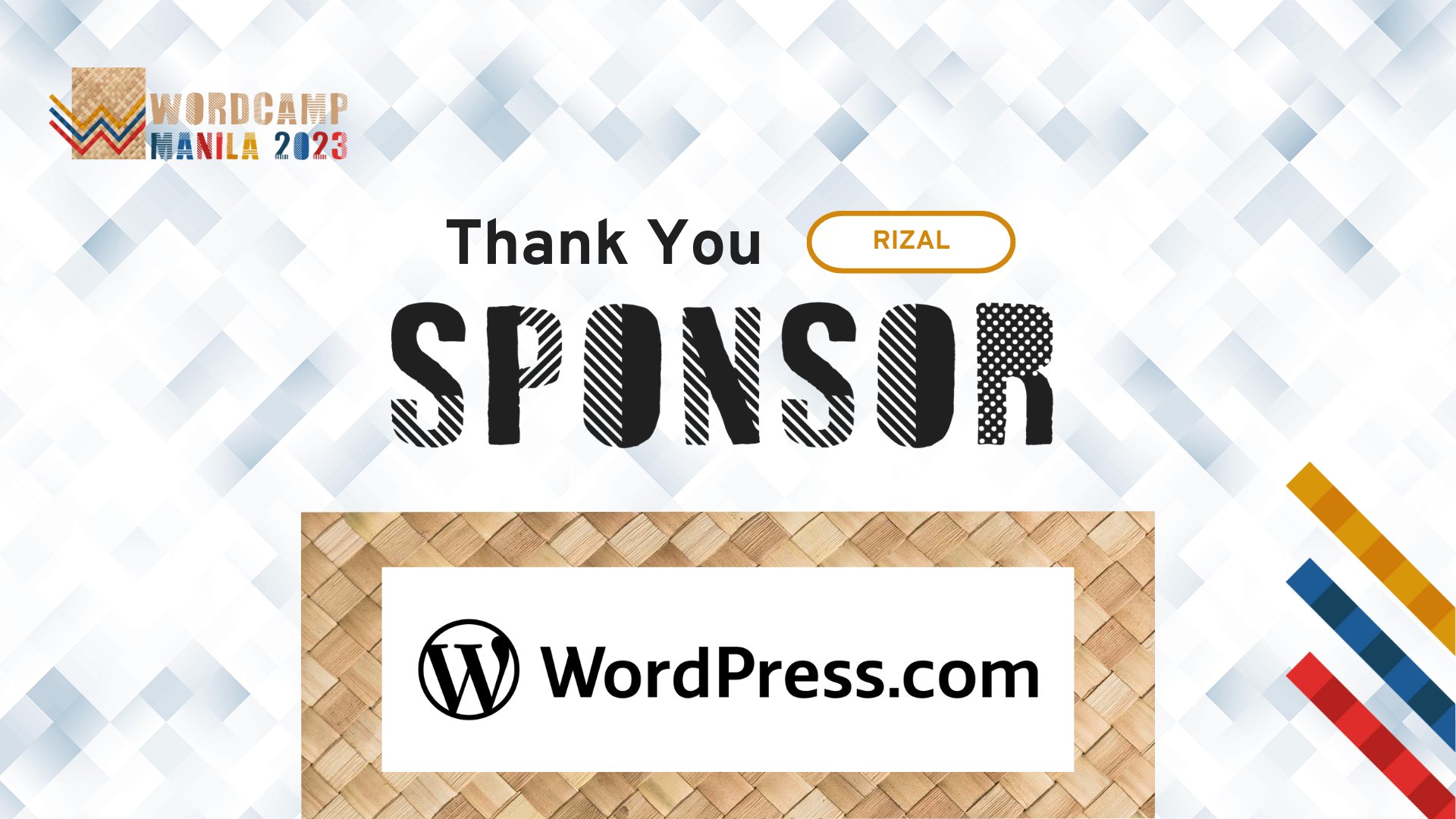 WPUGPH's tweet card. WordCamp Manila 2023 is thrilled to announce our esteemed Gold Sponsor joining us on November 11, 2023 at Bayview Park Hotel Manila. We are truly privileged to have WordPress.com on board, and thei…