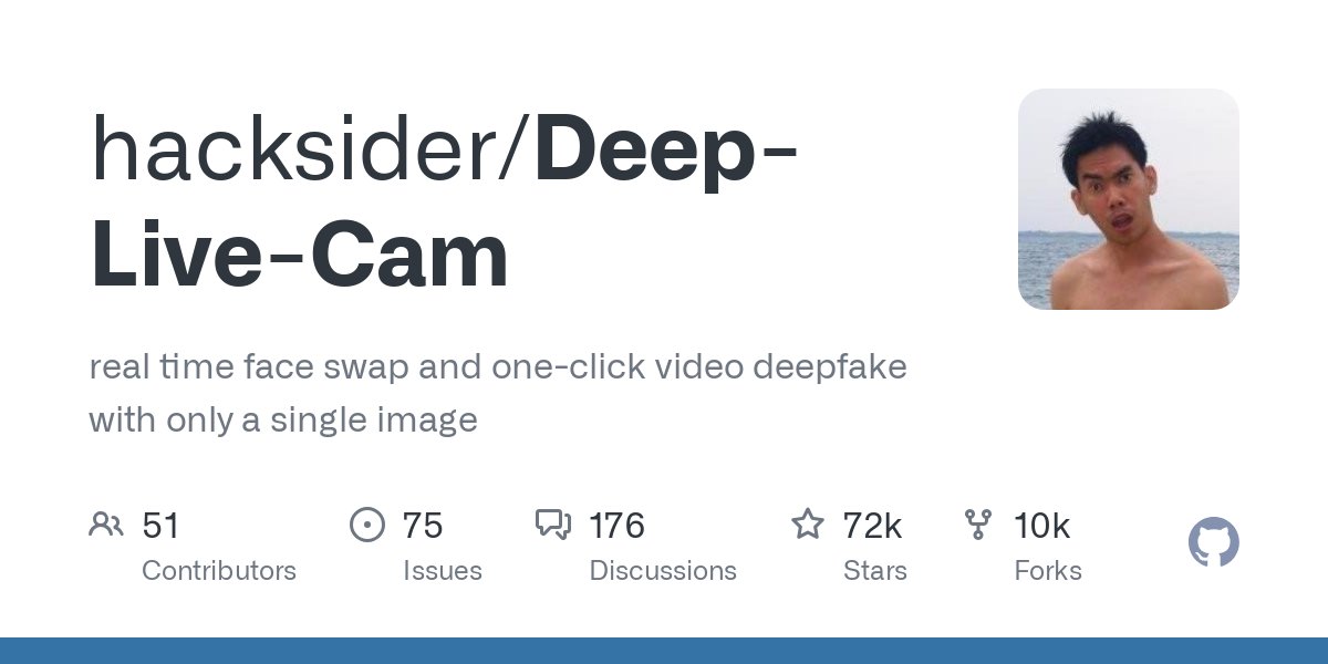 0xFanZhang's tweet card. real time face swap and one-click video deepfake with only a single image - hacksider/Deep-Live-Cam