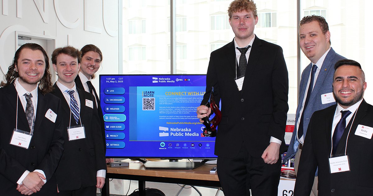 UNLComputing's tweet card. Students from the University of Nebraska-Lincoln applied engineering skills to design a user-friendly content guide for Nebraska Public Media’s NextGen TV channel.