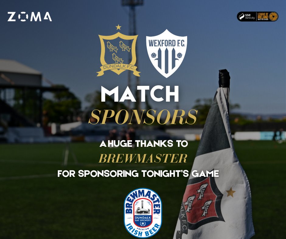 DundalkFC's tweet card. 📍 Dundalk FC vs Wexford FC | Friday, July 25th | Oriel ParkDundalk FC is delighted to welcome Brewmaster as the official match sponsor for this Friday’s League of Ireland First Division game against...