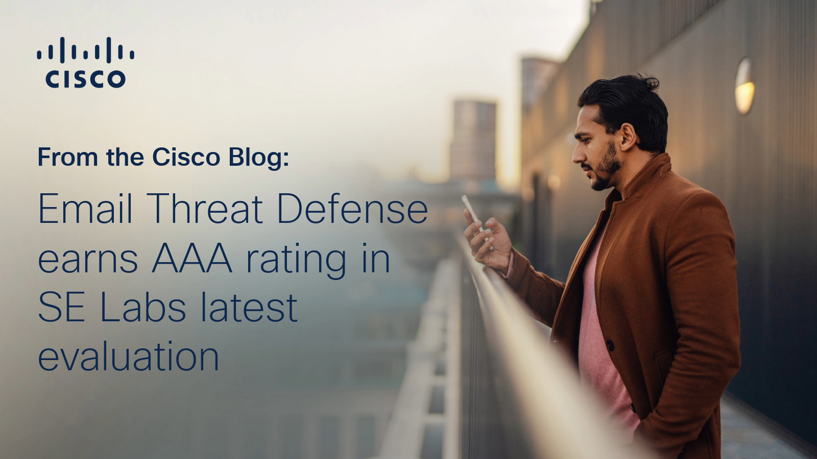 CiscoSecure's tweet card. SE Labs research identifies the many ways Email Threat Defense successfully defends against advanced email threats in real time to earn the highest rating.