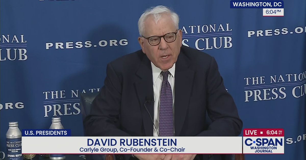 DM_Rubenstein's tweet card. David Rubenstein, co-founder and co-chair of the Carlyle Group private investment firm, spoke at the National Press Club about his most recent book, [The Highest Calling: Conversations on the...