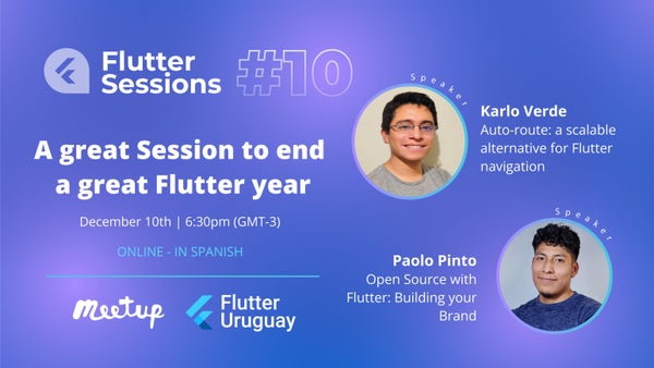 flutter_uruguay's tweet card. Ready to level up your Flutter game? We’re calling all Flutter developers! Join FlutterUruguay on December 10th for an exciting new Flutter Session: A great Session to end