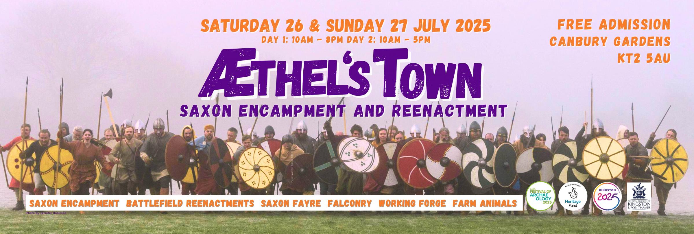 RBKingston's tweet card. Anglo Saxon festival Athel’s Town will take over Canbury Gardens on 26–27 July as part of Kingston 2025.