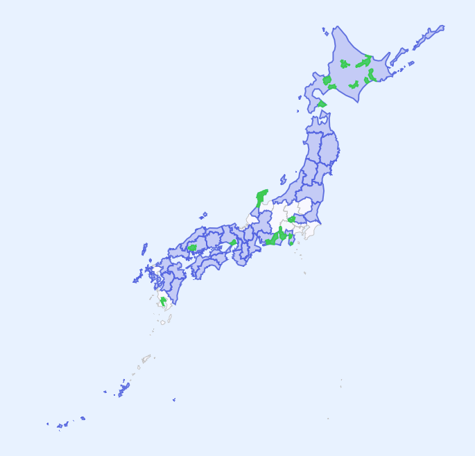 rkwy's tweet card. 2025年度(令和7年度)に募集される未踏AKATSUKI事業(令和6年度)の対象地域を地図上に表示しています。