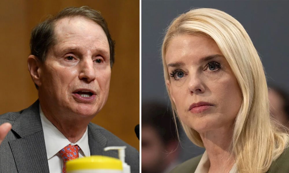Mikanojo's tweet card. Sen. Ron Wyden (D-OR) just threw gasoline on the Epstein fire by handing Attorney General Bondi a detailed map of Jeffrey Epstein’s money network, based on over $1.5 billion in suspicious wire...