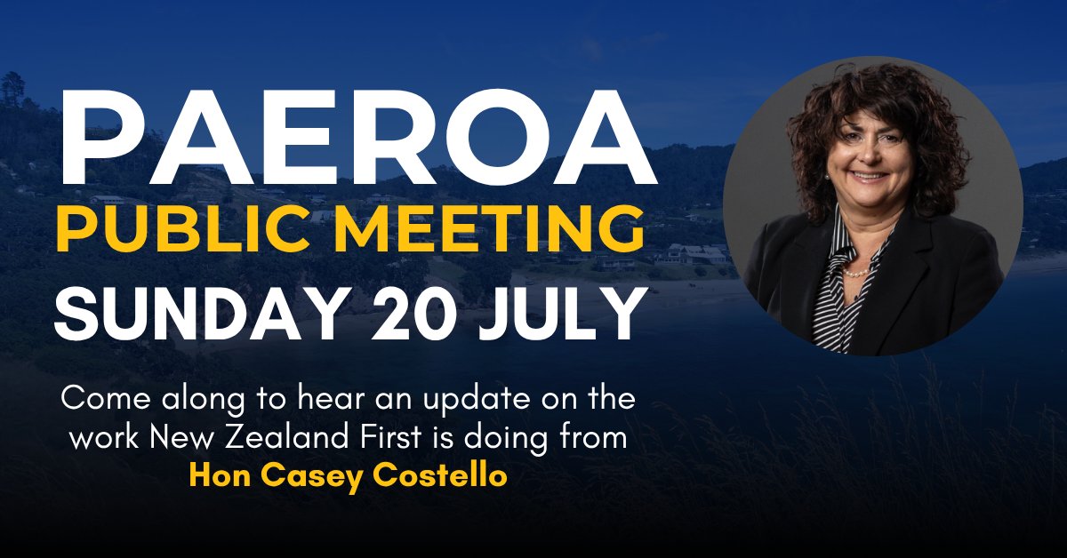 CaseyCostelloMP's tweet card. Paeroa Public Meeting