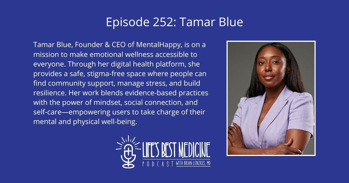 LifesBestMed's tweet card. Tamar Blue, Founder & CEO of MentalHappy, joins the podcast to explore the powerful connection between mindset, emotional health, and community support. She shares how her digital wellness platform...