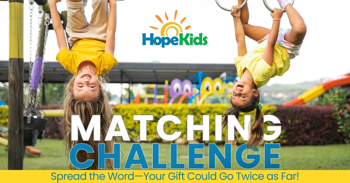 stacyfarr's tweet card. Now through June 20, new donations to HopeKids will be matched dollar for dollar! Your gift helps provide ongoing events, activities, and a powerful support community for families who have a child...