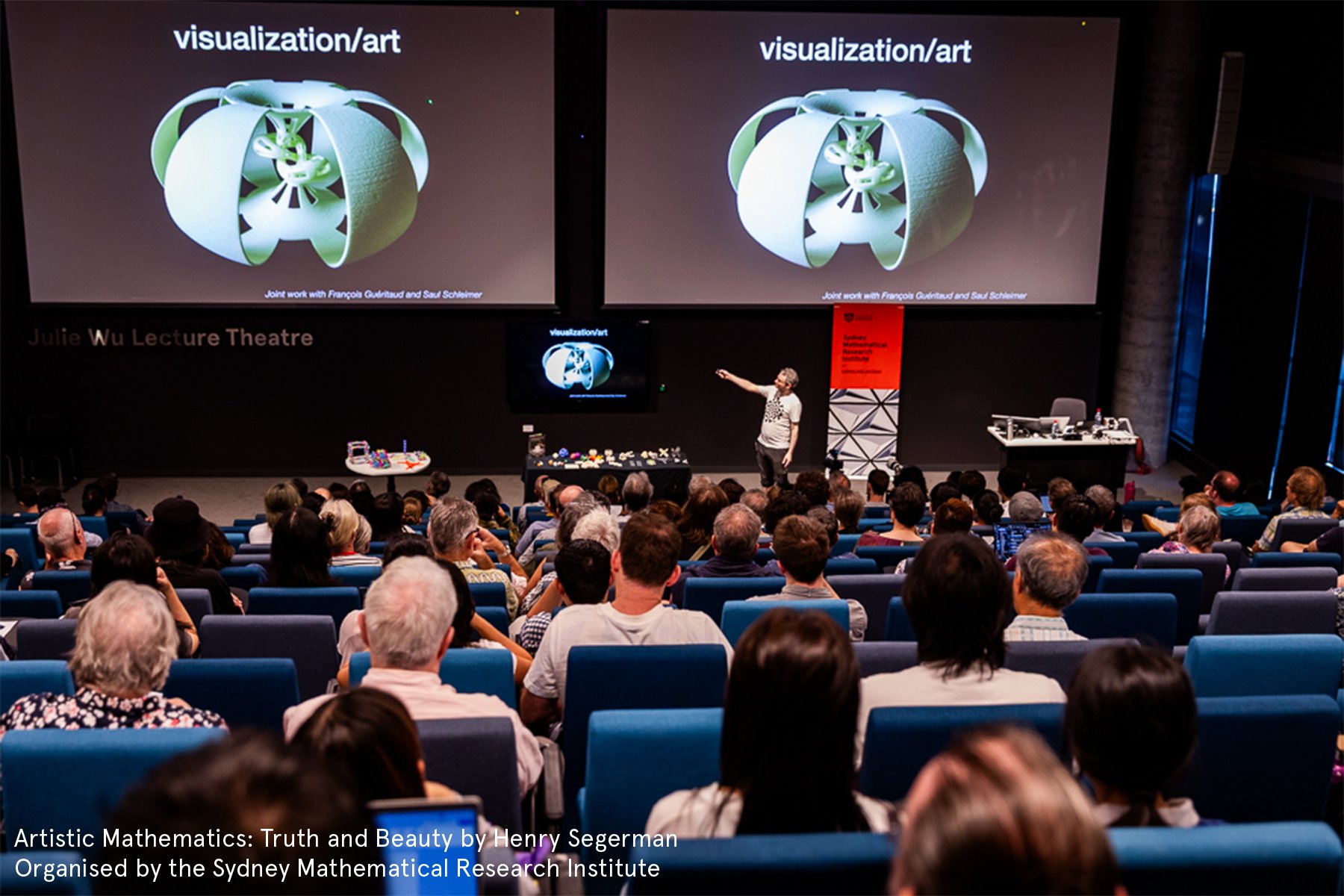 SydMathInst's tweet card. As part of our International Day of Mathematics program, we invited artistic mathematician, Henry Segerman, to share some of his fantastic creations in a