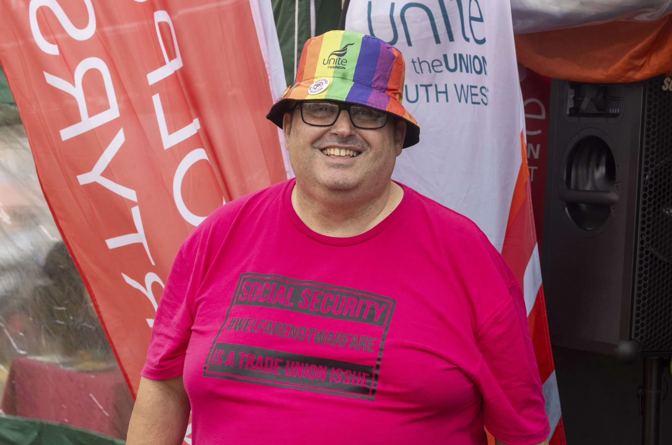 paulapeters2's tweet card. At the Tolpuddle Martyrs Festival Unite Community's Andy Mitchell spoke at the "Wealth tax not benefit cuts" debate - this is what he said.