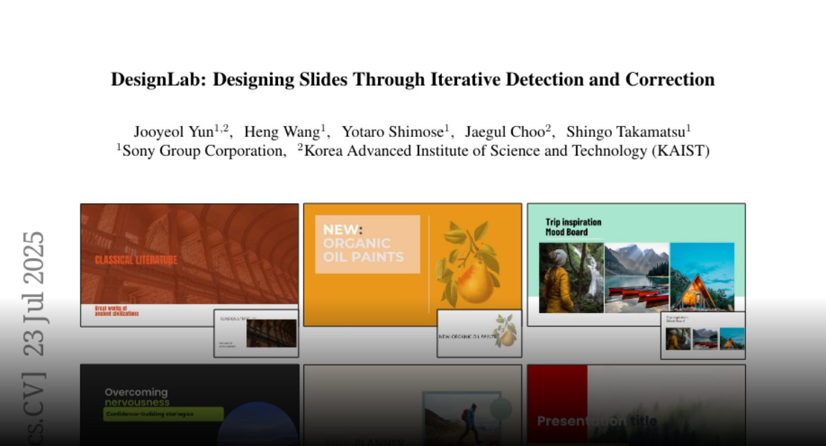 javaeeeee1's tweet card. Paper page - DesignLab: Designing Slides Through Iterative Detection and Correction