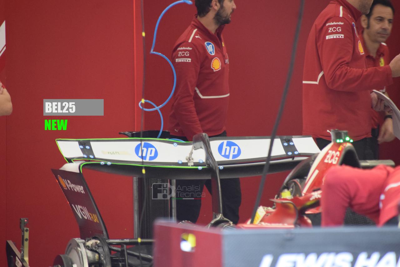 FUnoAT's tweet card. F1, Ferrari: oltre la sospensione modificata ecco la conferma della nostra anticipazione sulla nuova ala posteriore per il Gp del Belgio 2025
