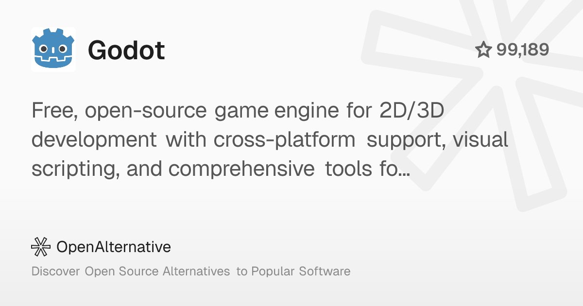 ossalternative's tweet card. Free, open-source game engine for 2D/3D development with cross-platform support, visual scripting, and comprehensive tools for indie developers.