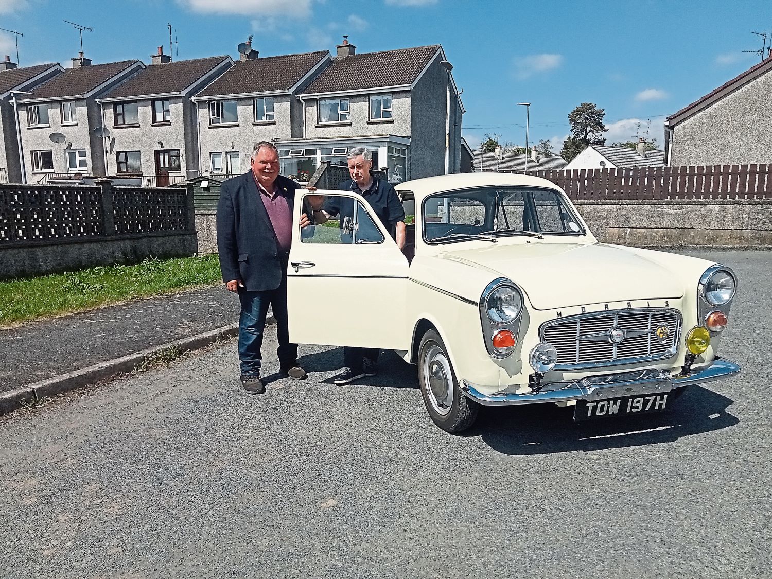 we_are_tyrone's tweet card. The charity drive invites owners of classic vehicles to take part in a tribute to loved ones while supporting the work of Marie Curie nurses