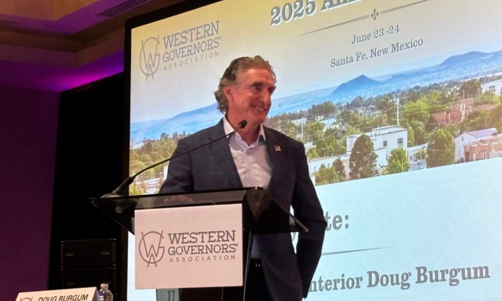 PoliticIt's tweet card. FacebookXRedditPinterestEmailLinkedInStumbleUponBy: Julia Goldberg – June 25, 20256:00 am U.S. Interior Secretary Doug Burgum addressed governors and attendees at the Western Governors’ Association...