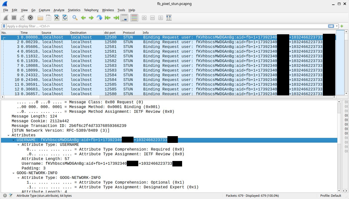 netresec's tweet card. Attached: 1 image Researchers uncover how the Facebook app used localhost STUN communication with the browser to track visited websites in [Covert Web-to-App Tracking via Localhost on Android](http...