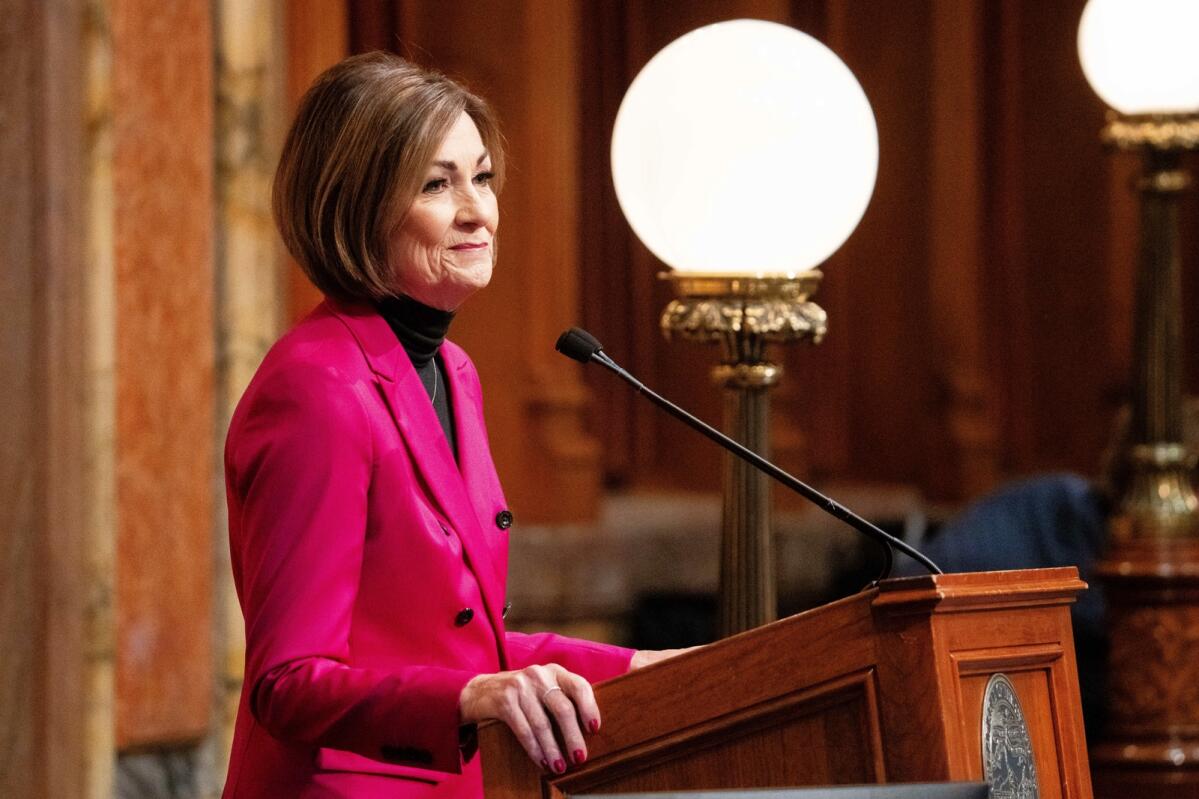 tdorman's tweet card. Gov. Kim Reynolds delivers the annual Condition of the State address on Tuesday, Jan. 14, 2025, at the Iowa State …