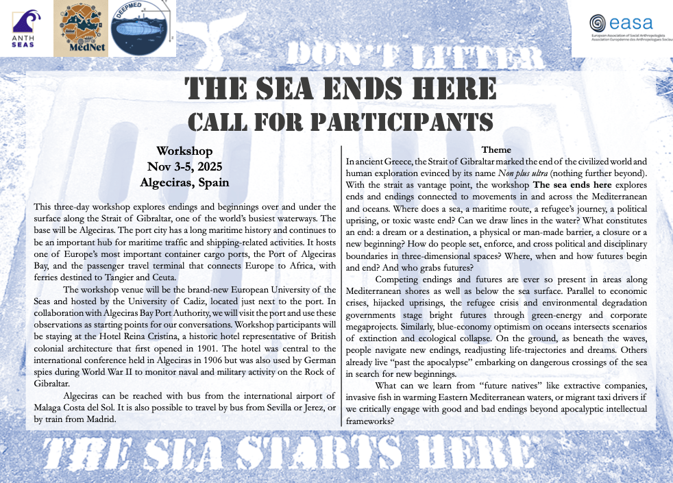 DEEPMED3's tweet card. Workshop Nov 3-5, 2025 Algeciras, Spain   This three-day workshop explores endings and beginnings over and under the surface along the Strait of Gibraltar, one of the world’s busiest waterways, with...