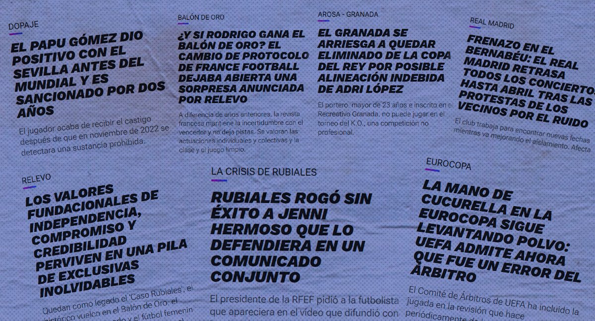 relevo's tweet card. Quedan como legado el 'Caso Rubiales', el histórico vuelco en el Balón de Oro, el poderío en el mercado y el fútbol femenino, la fuerte apuesta por la investigación y el mundo polideportivo.