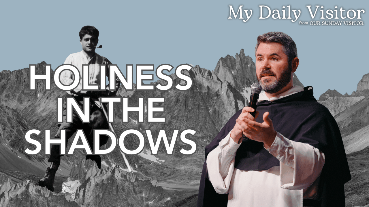 OSV's tweet card. Pier Giorgio Frassati’s hidden acts of love in the shadows reveal the Gospel truth: Blessed are those who see and hear with faith.