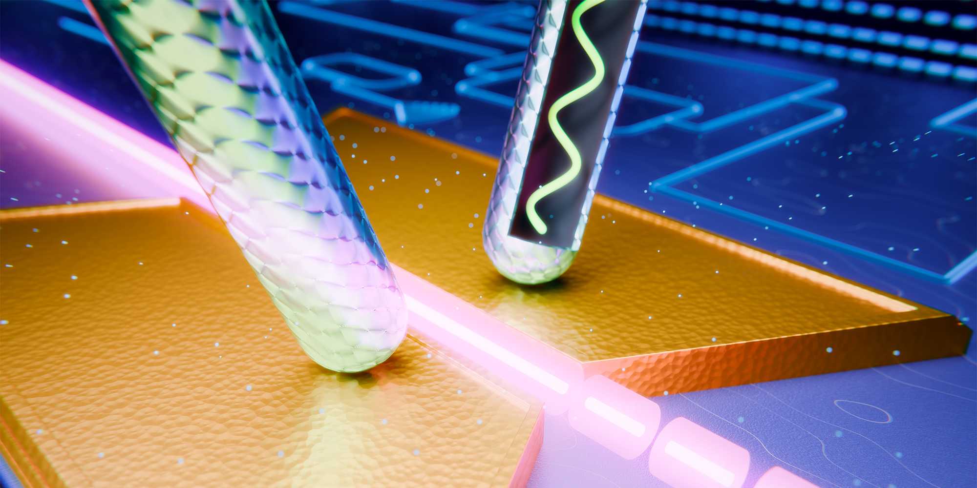 ETH's tweet card. Ein sogenannter Modulator von Forschenden der ETH Zürich hat die Terahertz-Marke geknackt. Das ultraschnelle Bauteil überträgt in kurzer Zeit grosse Datenmengen effizient ins Glasfasernetz.